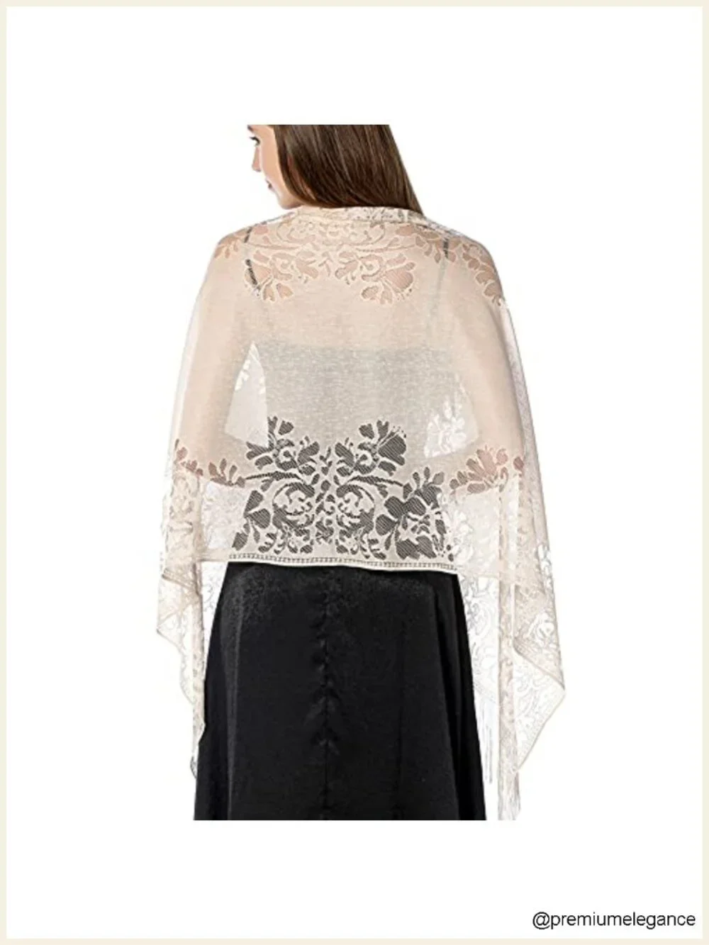 Floral Lace Shawl with Tassels, Soft Wrap for Wedding Evening Party